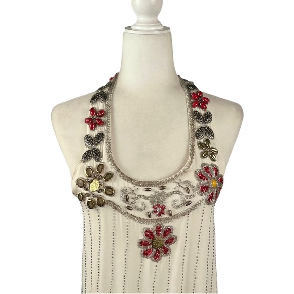 ALICE + OLIVIA Silk Beaded Trim Halter Top - Picture 4 of 16